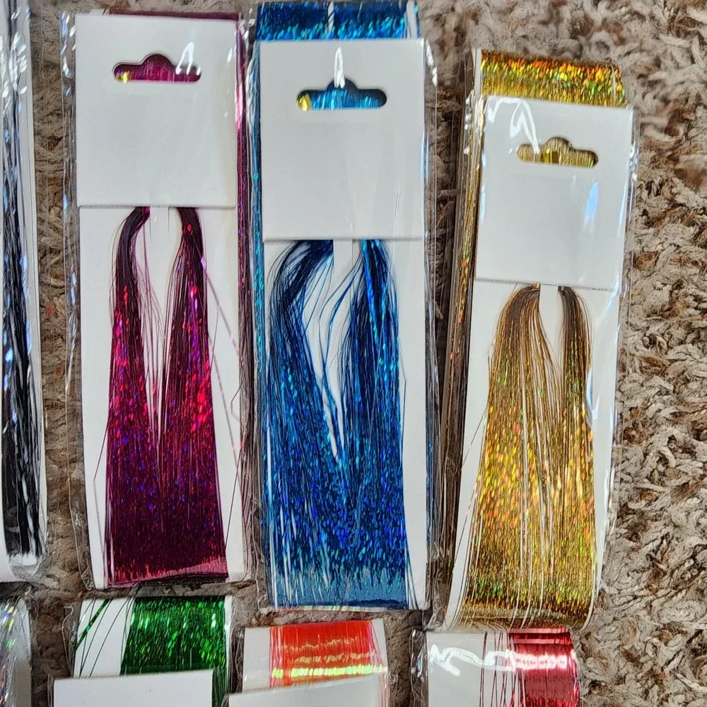 Unbranded Hair Tinsel Set Womens OS Multicolor 10 Pack Sparkle Strands Accessory